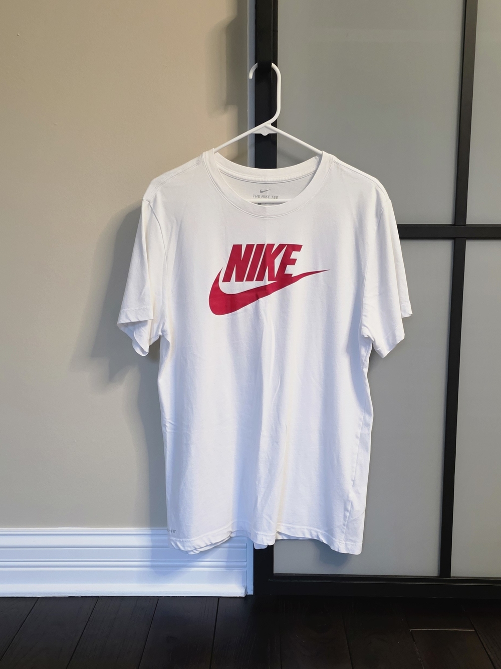 Nike Men's White T-Shirt with Red Logo